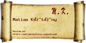 Matias Kötöny névjegykártya